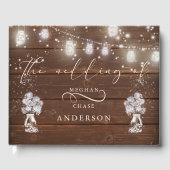 Rustic Mason Jar String licht de BarefootBride™ Gastenboek (Voorkant)