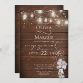 Rustic Mason Jar String licht de BarefootBride™ Kaart (Voorkant / Achterkant)