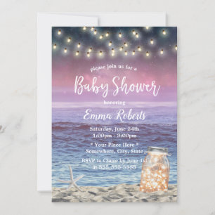 Rustic Mason Jar String Lights Beach Baby shower Kaart
