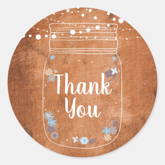 Rustic Mason Jar String Lights Dank u Ronde Sticker (Voorkant)