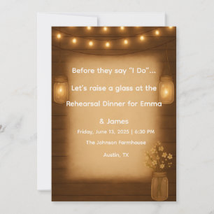 Rustic Mason Jar & String Lights repetitie diner Kaart