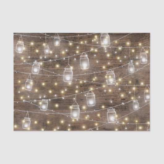 Rustic Mason Jar String Lights Romantic Tissuepapier (Voorkant)