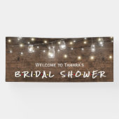 Rustic Mason Jar String Lights Vrijgezellenfeest B Spandoek (Horizontaal)