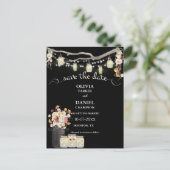 Rustic Mason Jar String Lights Waterverf Flowers Briefkaart (Staand voorkant)