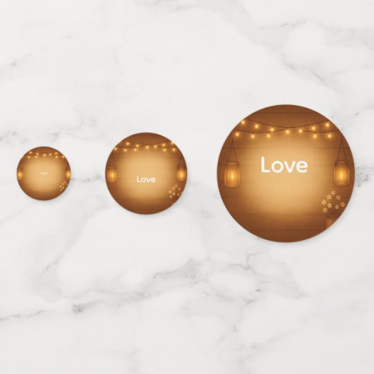 Rustic Mason Jar & String Lights Wedding Confetti (Achterkanten)