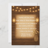 Rustic Mason Jar String Lights Wedding Kaart (Voorkant)