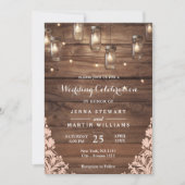 Rustic Mason Jar String Lights Wedding Kaart (Voorkant)