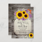 Rustic Mason Jar Sunflower Baby Shower Invitations (Devant / Derrière)