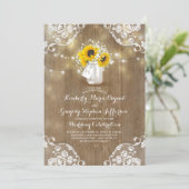 Rustic Mason Jar Sunflower Invitations de mariage (Debout devant)