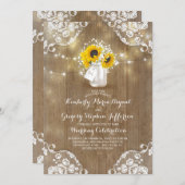 Rustic Mason Jar Sunflower Invitations de mariage (Devant / Derrière)