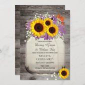 Rustic Mason Jar Sunflower Mariage Invitation (Devant / Derrière)