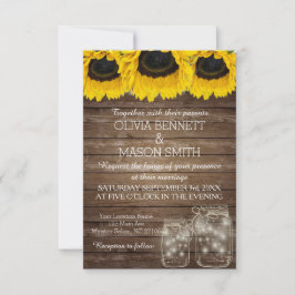 Rustic Mason Jar Sunflower Weddenkaart Kaart