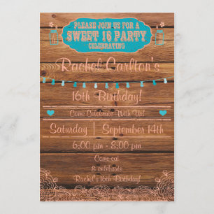 Rustic Mason Jar Sweet 16 Birthday Uitnodiging Bla