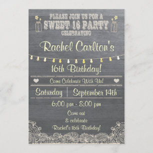 Rustic Mason Jar Sweet 16Anniversaire Invitation d