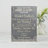 Rustic Mason Jar Sweet 16Birthday Party Uitnodigen Kaart (Staand voorkant)