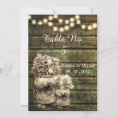 Rustic Mason Jar Table Numbers Kaart (Voorkant)