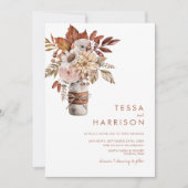 Rustic Mason Jar Waterverf Floral Wedding Kaart (Voorkant)