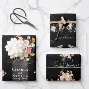 Rustic Mason Jar Waterverf Pesonalized Weddenschap Inpakpapier Vel