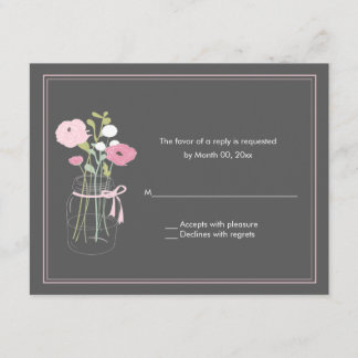 Rustic Mason Jar Wedding Cartes de Réponse RSVP