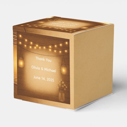 Rustic Mason Jar Wedding Favoriet Box Bedankdoosjes (Achterkant)