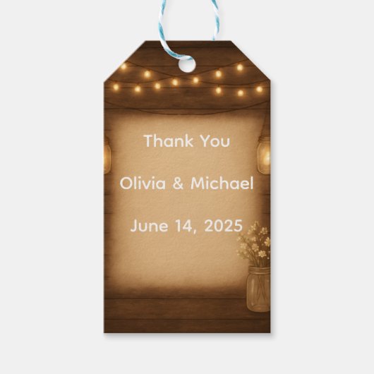 Rustic Mason Jar Wedding Favoriete Labels Cadeaulabel (Voorkant)