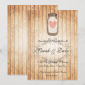 Rustic Mason Jar Wedding Invitation Kaart (Voorkant / Achterkant)
