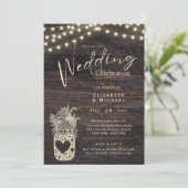 Rustic Mason Jar Wedding nodigt DIGITAL en Print u Kaart (Staand voorkant)