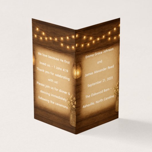 Rustic Mason Jar Wedding Program Sjabloon (Buitenkant)