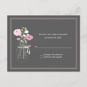 Rustic Mason Jar Wedding RSVP-reactiekaarten RSVP Kaartje