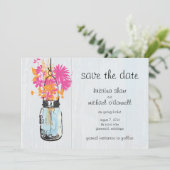 Rustic Mason Jar & Wildflower Sla de datum op Save The Date (Staand voorkant)