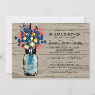 Rustic Mason Jar Wildflowers Vrijgezellenfeest Kaart