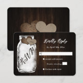 Rustic Mason Jar Wood Wedding Carte RSVP (Devant / Derrière)