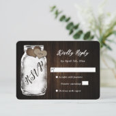 Rustic Mason Jar Wood Wedding RSVP Kaart (Staand voorkant)