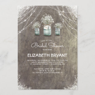 Rustic Mason Jars Baby's Breath Vrijgezellenfeest Kaart