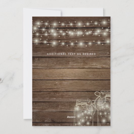 Rustic Mason Jars Éclairage Les Invitations De Mar (Dos)