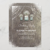 Rustic Mason Jars en Baby's Breath verjaardagsfees Kaart (Voorkant / Achterkant)