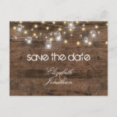 Rustic Mason Jars en String Lights bewaren de datu Aankondigingskaart (Voorkant)