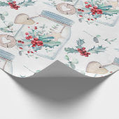 Rustic Mason Jars Holly hoort kerst Cadeaupapier (Hoek)