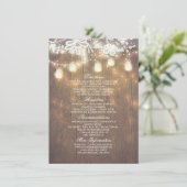 Rustic Mason Jars Lights Lace Wedding Informatie Informatiekaartje (Staand voorkant)