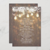 Rustic Mason Jars Lights Lace Wedding Informatie Informatiekaartje (Voorkant / Achterkant)