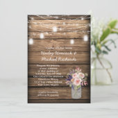 Rustic Mason Jars Lights Wildflower Barn Wedding Kaart (Staand voorkant)