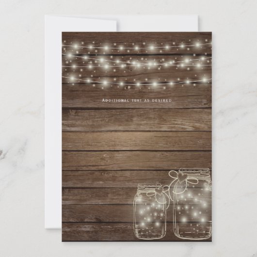 Rustic Mason Jars Printed or Digital Wedding Kaart (Achterkant)
