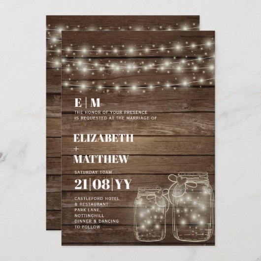 Rustic Mason Jars Printed or Digital Wedding Kaart (Voorkant / Achterkant)