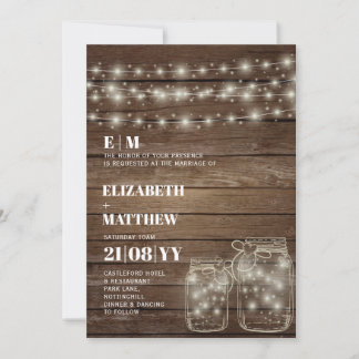 Rustic Mason Jars Printed or Digital Wedding Kaart