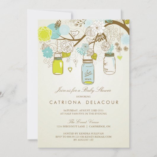RUSTIC MASON JARS PRINTEMPS BABY SHOWER INVITATION (Devant)