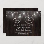 Rustic Mason Jars String Lights Barn slaat de datu Save The Date (Voorkant / Achterkant)