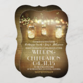 Rustic Mason Jars String Lights Elegant Wedding Kaart (Voorkant / Achterkant)