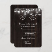Rustic Mason Jars String Lights Old Barn Wedding RSVP Kaartje (Voorkant / Achterkant)