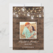 Rustic Mason Jars String Lights Photo Wedding Kaart (Achterkant)