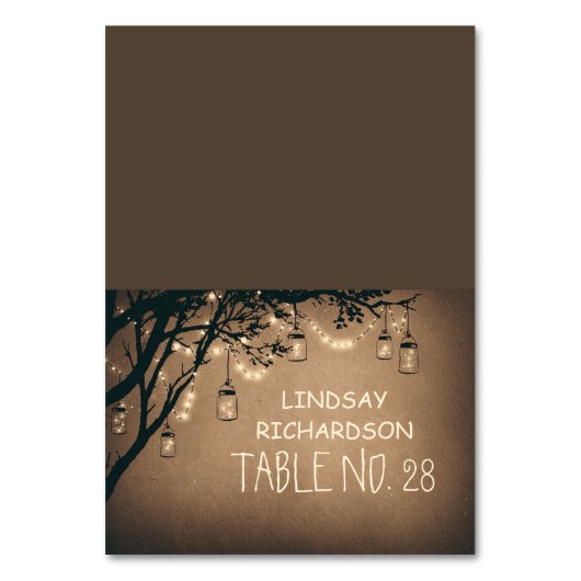 Rustic Mason Jars String Lights Plaats Kaarten (Voorkant)